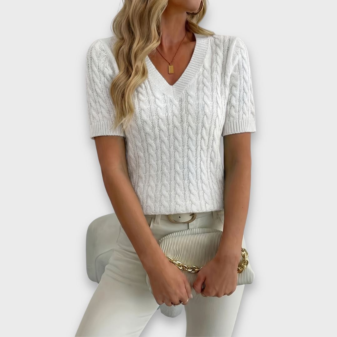 Elara | V-Neck Ribbed Top