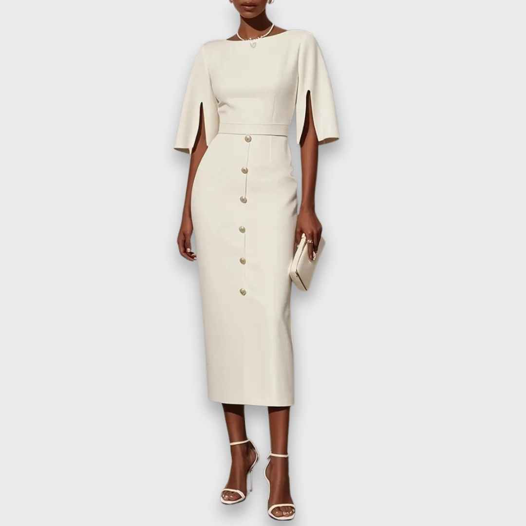 Evelyn | Refined Split Midi Dress
